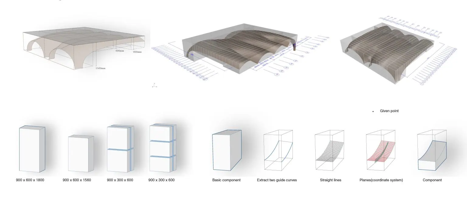 Ceiling structure piece division diagram